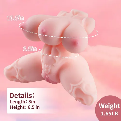 Vista 2 de Mini muñecas sexuales de 1.65 libras, juguete sexual masculino pequeño para hombres, torso masculino, 3 tetas de bolsillo, coño, juguetes sexuales