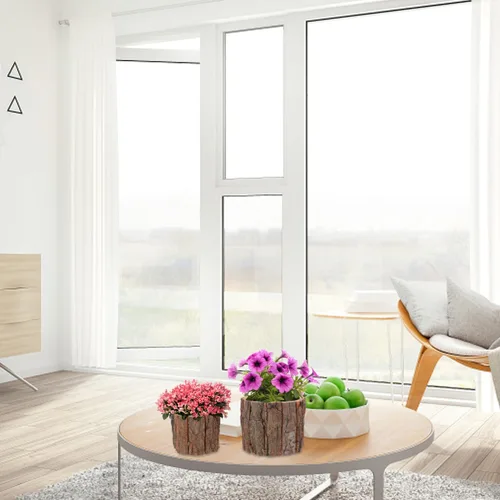 Vista 9 de YARNOW Juego de 6 macetas de corteza de madera rústica para decoración de jardín interior y exterior, textura natural, jarrones decorativos