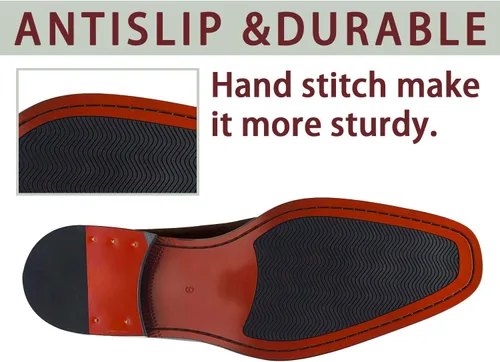 Vista 7 de FRASOICUS Zapatos de vestir para hombre, zapatos formales Oxford clásicos con cordones para hombre