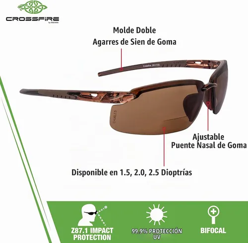 Vista 4 de Crossfire ES5 Gafas de Seguridad Premium, Marco Ultraligero y Pieza Nasal Ajustable