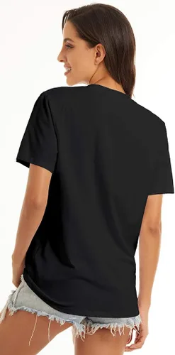 Vista 4 de VIIOO Camiseta holgada de manga corta con cuello redondo para mujer