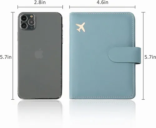 Vista 6 de Melsbrinna Funda de cuero prémium para pasaporte, impermeable, con bloqueo RFID, cartera de viaje con soporte para bolígrafo, bonito libro
