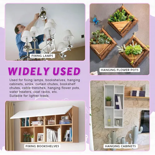 Vista 7 de Swpeet Kit de 30 pernos de palanca de 1/4 de pulgada y tuerca de ala para colgar artículos pesados en paneles de yeso