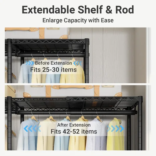 Vista 4 de VIPEK X4 - Perchero extensible de alta resistencia, ajustable de 7 pies 4 pulgadas a 10 pies 2 pulgadas, con estantes ajustables y barras