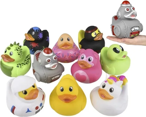 Vista 5 de Big Rubber Ducky - Mezcla coleccionable (5.5 pulgadas) de alienígena, robot, dinosaurio, splat, ninja, confeti, corazón rosa, amarillo, unicornio