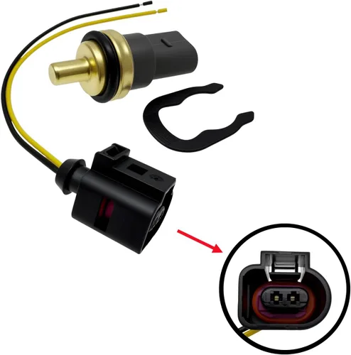 Vista 4 de Sensor de temperatura del refrigerante del motor con arnés de conector Pigtail 06A919501 Compatible con A3 A4 A6 A8 Quattro Q7 Beetle Eo-s GTI