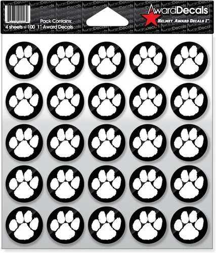 Vista 16 de Award Decals Juego de calcomanías de pata (negro sobre transparente) (100 calcomanías) de 1 pulgada, calcomanías originales Award Decals Premium