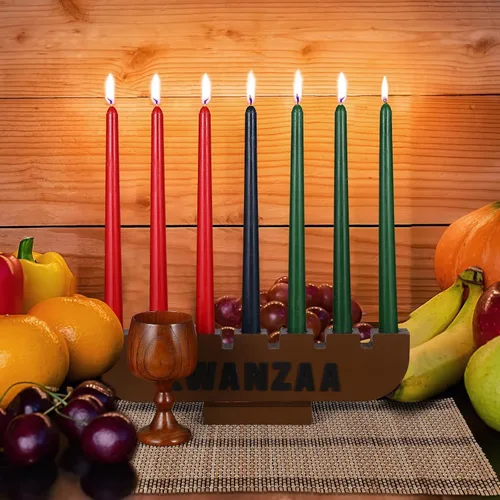 Vista 5 de DERTE Juego de velas Kwanzaa Kinara de 10 piezas para decoración