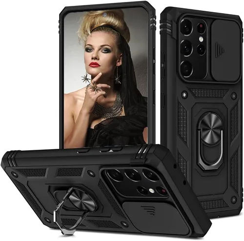 Vista 20 de Funda para Samsung Galaxy Note 20 Ultra 5G con ranura para tarjetero de cámara deslizante, grado militar, resistente, a prueba de golpes, funda