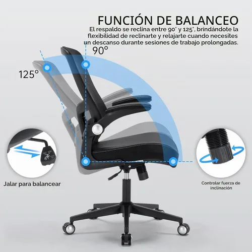 Vista 5 de Silla de oficina, 400 libras, ergonómica y resistente, con soporte lumbar ajustable, silla de computadora de malla transpirable con reposabrazos