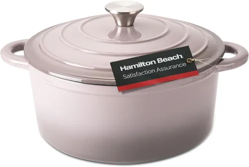 Vista 15 de Hamilton Beach Olla holandesa de hierro fundido esmaltado de 3 cuartos de galón con tapa, color crema