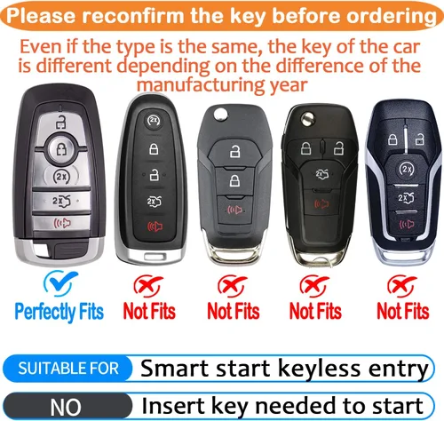 Vista 2 de Funda para llavero Ford con llavero de TPU suave de alta calidad, protección completa, compatible con Ford Explorer, Mustang Fusion Escape F150 F250