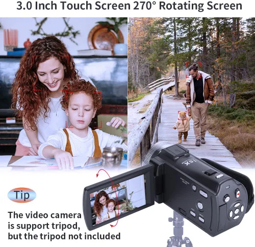 Vista 4 de Videocámaras ORDRO HDV-V12 - Videocámara HD 1080P, grabadora de vídeo, cámara de visión nocturna por infrarrojos con tarjeta de memoria de 16G y 2