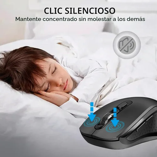 Vista 3 de Ratón inalámbrico silencioso ergonómico de la llave lateral de 6