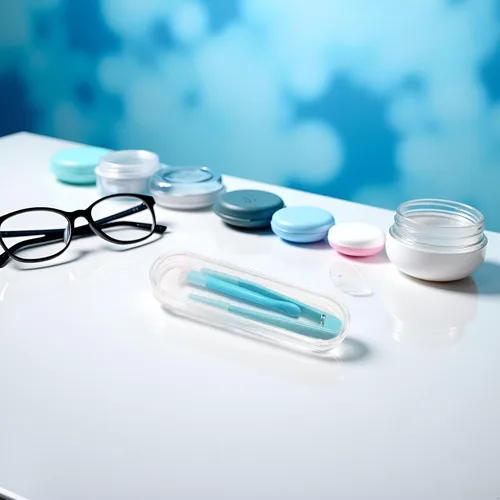 Vista 5 de Aplicador de lentes de contacto azules, removedor y pinzas, punta suave, compacto, multiusos