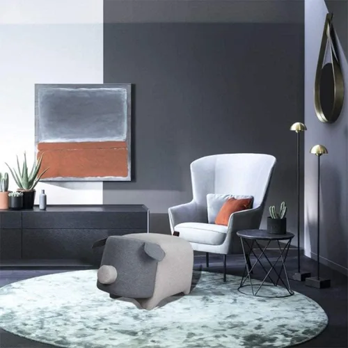 Vista 2 de Taburete para sofá, banco de zapatos, asiento de repuesto, reposapiés otomano, aparador de software para dormitorio, sala de estar, silla retro Gris