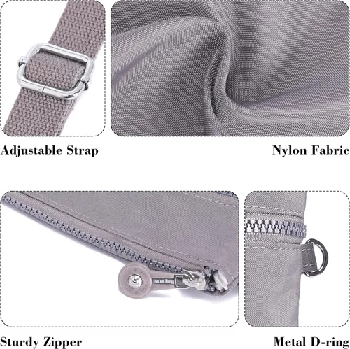 Vista 6 de AOCINA Bolsos cruzados de nailon para mujer, con múltiples bolsillos, bolso cruzado pequeño, ligero, de viaje, para teléfono, bolsos de hombro