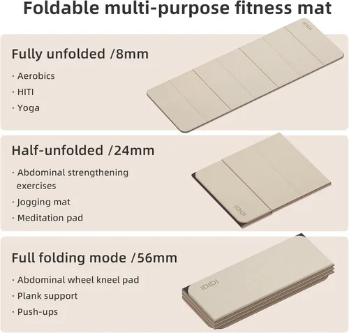 Vista 3 de Foldable Yoga Mat Extra Thick 0.32 Inches(8mm) SGS-certified, odorless POE. Non-slip surface & no curling edges. Great for yoga, Pilates & home