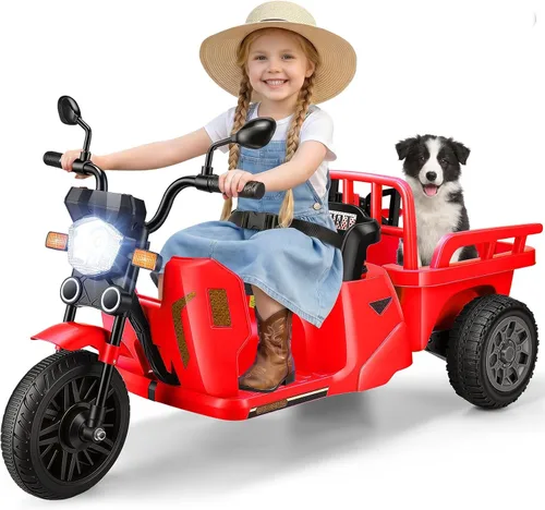 Vista 14 de Hikole Motocicleta eléctrica de 12 V y 3 ruedas para niños a partir de 3 Verde militar