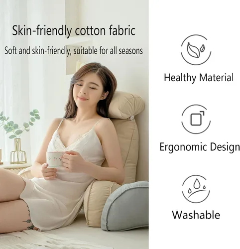 Vista 6 de Almohada de lectura con reposabrazos, almohada de apoyo para el respaldo, cojín de apoyo lumbar, con soporte para el cuello, con bolsillo, para Gris