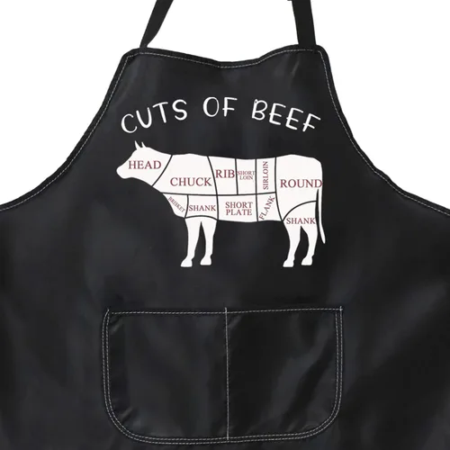 Vista 5 de PXTIDY Delantal de cocina para amantes de la carne de res, delantal de cocina, delantal de carnicero con bolsillos, regalos para amantes de la cocina