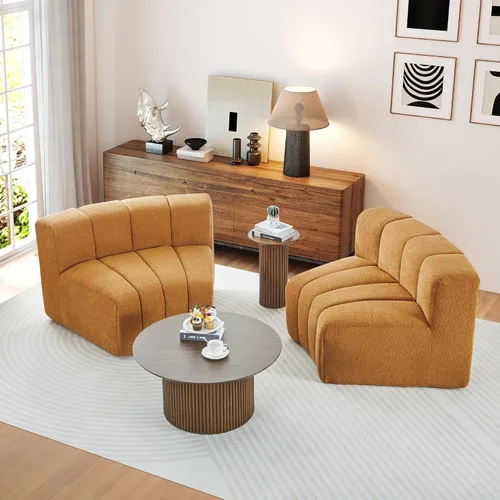 Vista 46 de LEVNARY Módulo redondo 1/8 para sofá modular (beige)