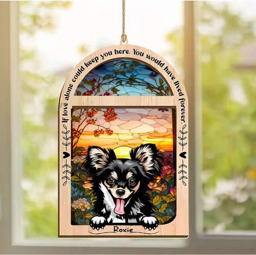 Vista 232 de LOVELYPOD Adorno de Navidad personalizado de sabueso afgano, atrapasoles con nombre, regalos de pérdida de mascotas, regalos para amantes