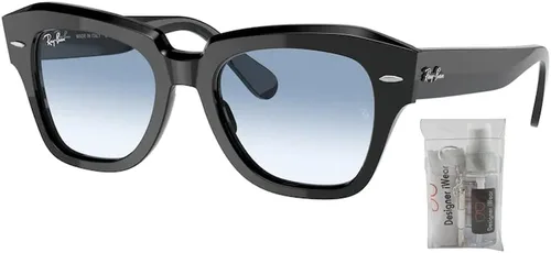 Vista 2 de Ray-Ban State Street RB2186 - Lentes de sol cuadrados para hombre y mujer + paquete con kit de gafas de diseñador iWear
