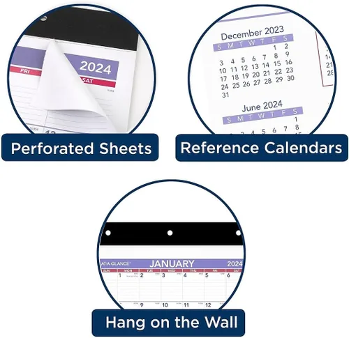 Vista 5 de AT-A-GLANCE - Calendario mensual de pared 2024 de 11 x 8 pulgadas (PM09RP-28-24)