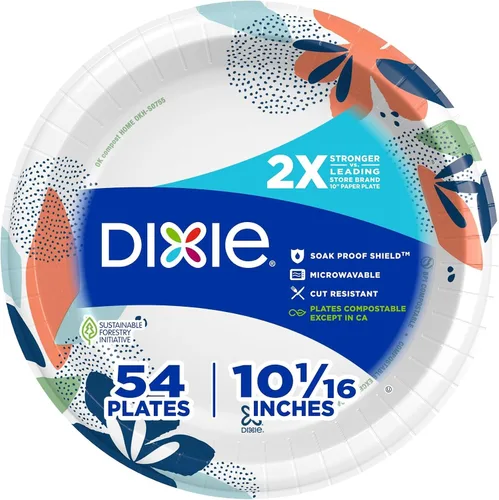 Vista 11 de Dixie Platos de papel grandes desechables de 10 pulgadas, 54
