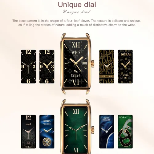 Vista 9 de Rastreador de actividad física para mujer, reloj de fitness para mujer, correa de cuero, funda de aleación, monitor de frecuencia cardíaca de lujo