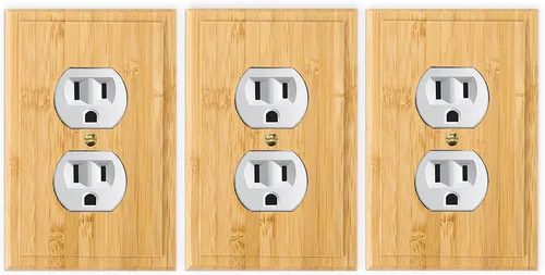 Vista 22 de Placa de interruptor de luz de palanca simple de madera maciza de 4.8 x 3.14 pulgadas, cubierta de interruptor de luz de calidad de madera cruda
