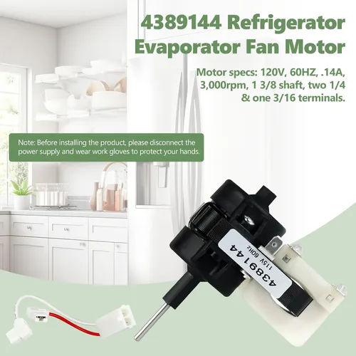 Vista 4 de 4389144 Pieza de repuesto del motor del ventilador del evaporador del refrigerador apto para Whirlpool 2149299 2162404 2188303 4389144VP W10131845