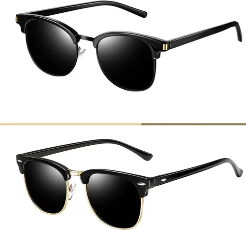 Vista 4 de Joopin Gafas de sol polarizadas semiciresin para hombres y mujeres, gafas de sol clásicas de media montura con protección UV