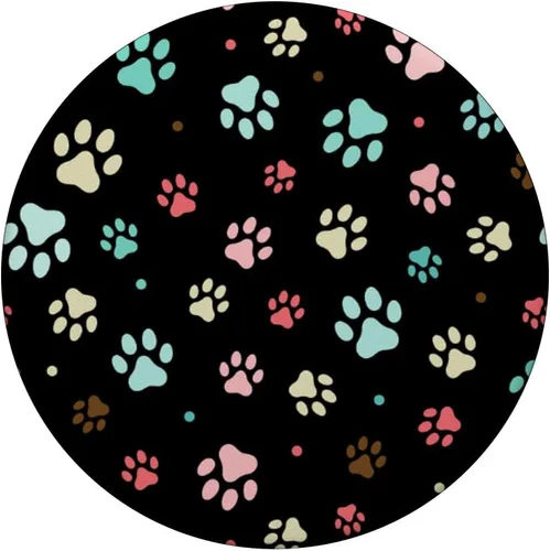 Vista 3 de Patrón colorido lindo de la huella de la pata sobre fondo negro PopSockets estándar PopGrip