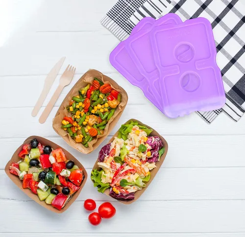 Vista 7 de Healthy Packers Ice Packs for Lunch Boxes, Slim Cooler Ice Packs Morado (paquete de 4)