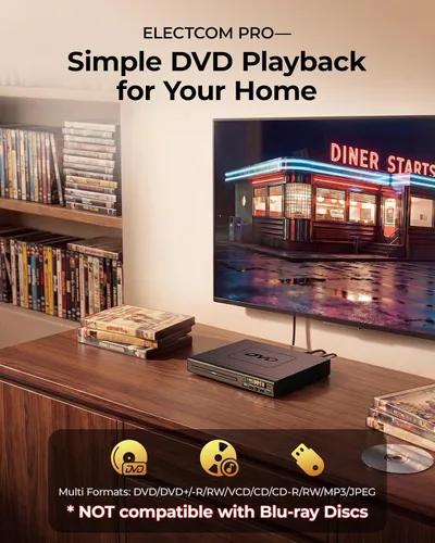 Vista 2 de Reproductores de DVD para TV con HDMI, reproductores de DVD que reproducen todas las regiones, reproductor de DVD simple con fácil funcionamiento