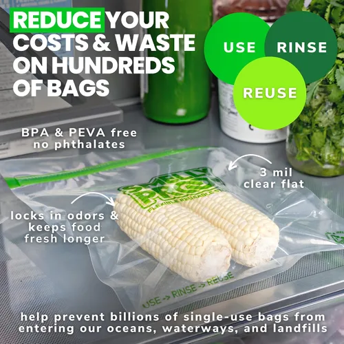 Vista 5 de Smelly Proof Bolsas de almacenamiento de comida de cuarto de galón, hechas en EE. UU., bolsas reutilizables para almacenamiento de alimentos, bolsas