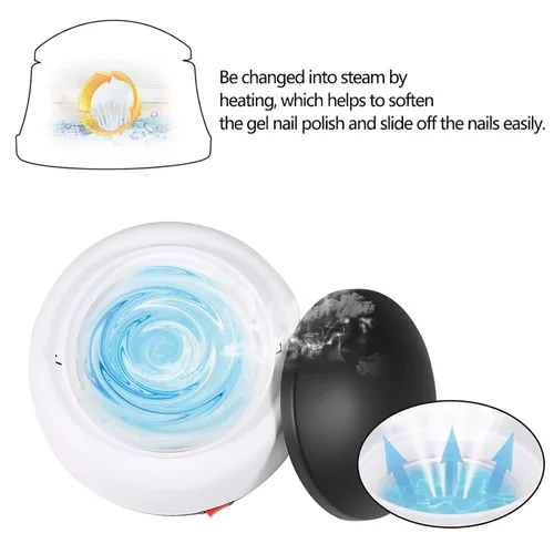 Vista 3 de Máquina quitaesmalte de uñas, 36 W, vaporizador de esmalte de uñas de gel de vapor para salón de belleza en el hogar, limpiador portátil para salón