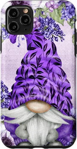 Vista 13 de Funda estética para iPhone 16 con diseño de anémonas de gnomo morado y lavanda