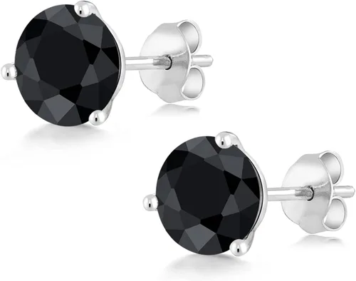 Vista 185 de Gem Stone King Aretes de oro de 14 quilates, 0.236 in, piedra natal redonda, Martini, 3 puntas, aretes de oro para mujer