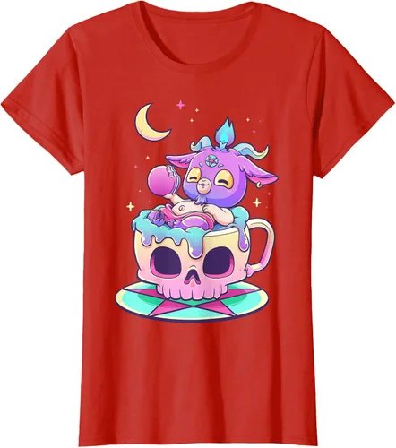 Vista 103 de Kawaii Pastel Goth Cute espeluznante Pentáculo Baphomet - Camiseta de cabra, Negro