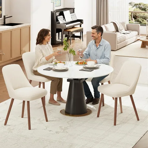 Vista 3 de MALOL Juego de 2 sillas tapizadas para comedor, sillas modernas de tela para cocina con respaldo, patas de madera para cocina, comedor, restaurante
