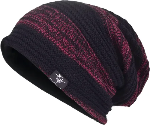 Vista 21 de VECRY Gorro de punto holgado para hombre, diseño de cráneo, largo y holgado, hip-hop, para invierno y verano, B305 B305-negro