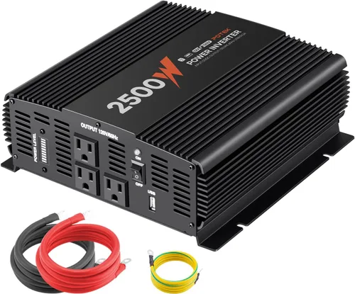 Vista 9 de POTEK - Inversor de corriente para automóvil de 500W, DC 12V a AC 110V, con 2 tomas de corriente AC y puerto USB de 2A