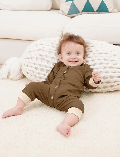 Vista 3 de Ropa para bebé niño recién nacido, traje de manga larga, traje de bebé, 2 unidades de mameluco sólido