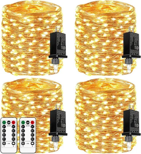 Vista 8 de Guirnalda de 200 luces LED de 66 pies con mando a distancia, luz Caliente a frío
