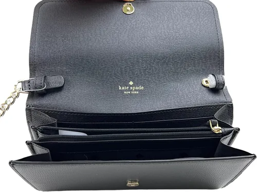 Vista 6 de Kate Spade New York Bolso cruzado con cadena de cuero de grano refinado (negro), Negro