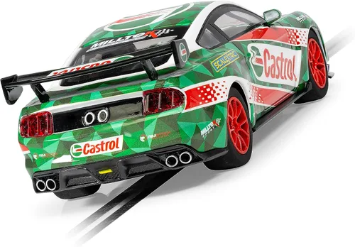 Vista 4 de Scalextric Ford Mustang GT4 Castrol 1:32 Drift 360 Guideblade Slot Race Car C4327