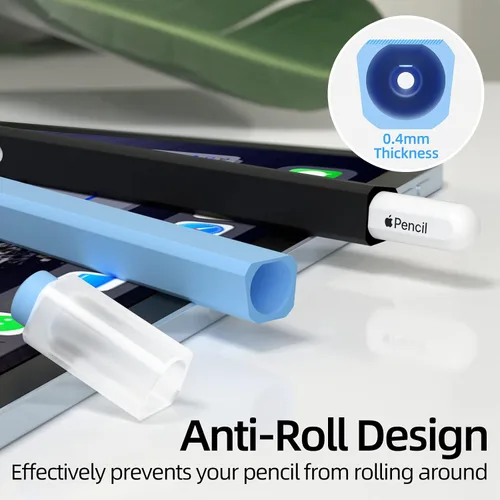 Vista 5 de Paquete de 2 estuches compatibles con Apple Pencil Pro/Apple Pencil de 2ª generación, funda de silicona antideslizante, compatible con carga